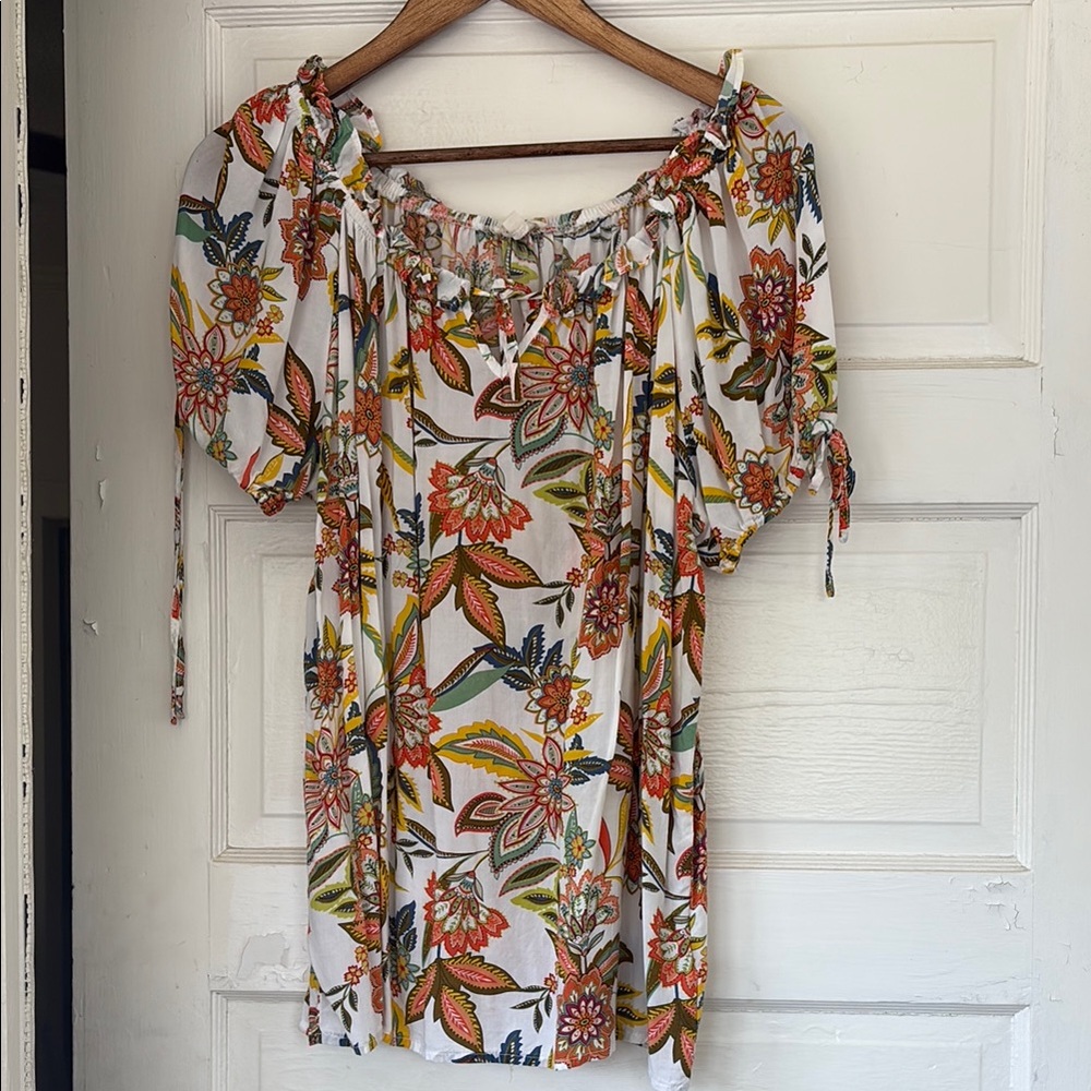 Grand & Greene Orange Ruched Tie Front Blouse